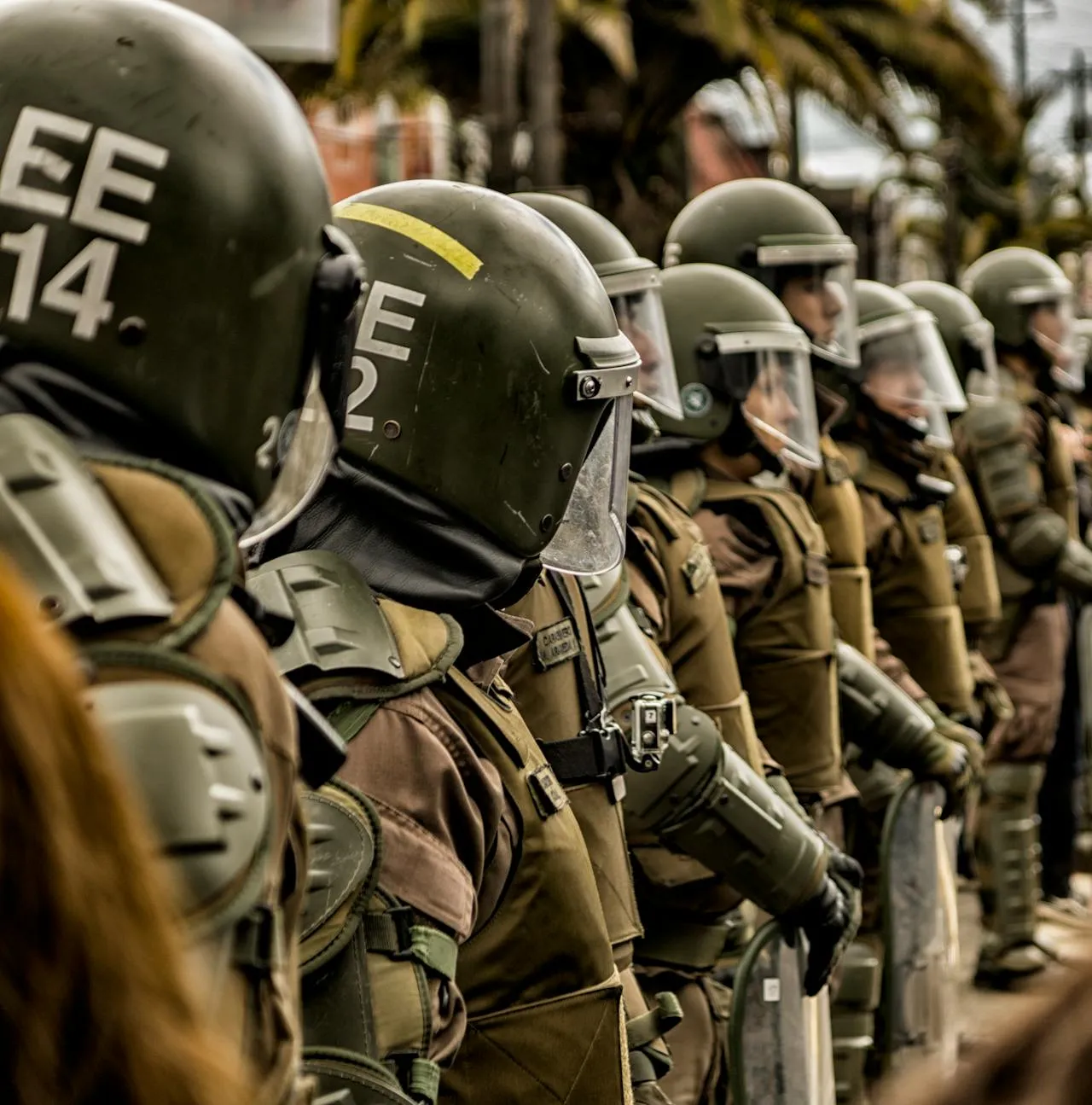 Riot police in formation